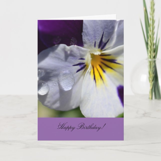 Carte de voeux d'anniversaire avec Pansy Flower (Devant)