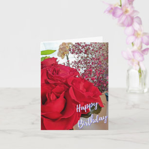 Carte de vœux d'anniversaire avec roses pliées