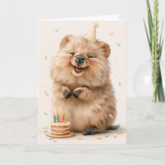 Carte de vœux d'anniversaire avec un quokka mignon