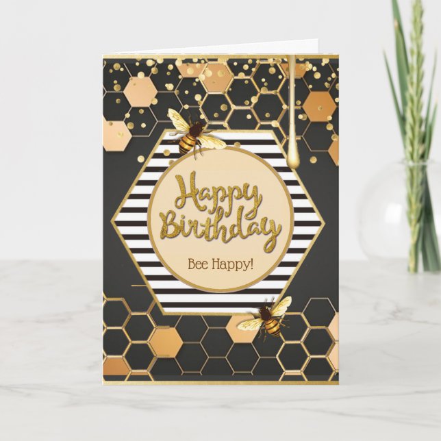 carte de voeux d'anniversaire "bee happy" (Devant)