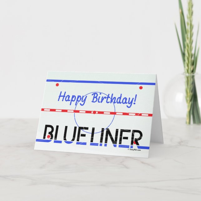 Carte de voeux d'anniversaire Blue Liner Hockey (Devant)