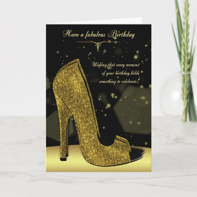 Carte de voeux d'anniversaire chic Glamor Shoe (Devant)