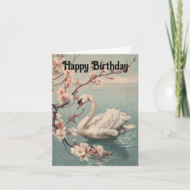 Carte de vœux d'anniversaire Cygne Charmant (Devant)