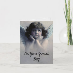 Carte de vœux d'anniversaire d'ange vintage