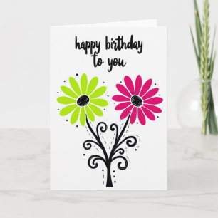 Carte de vœux d'anniversaire d'art botanique joyeu