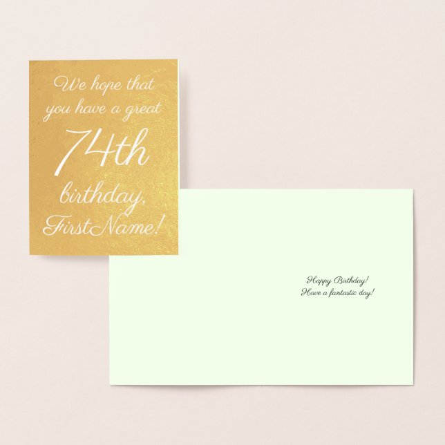 Carte de voeux d'anniversaire de base Gold Foil 74 (Affichage)