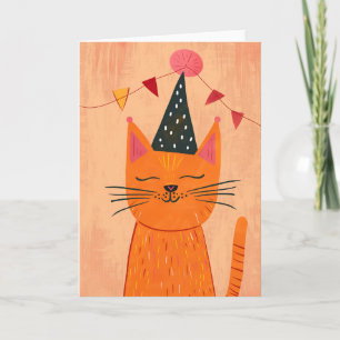 Carte de voeux d'anniversaire de chats orange