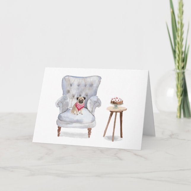 Carte de voeux d'anniversaire de chien de carlin (Devant)