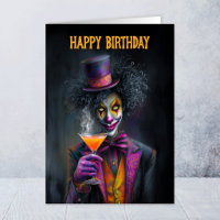 Carte de vœux d'anniversaire de clown de cirque dr