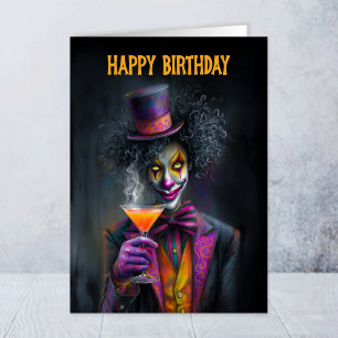 Carte de vœux d'anniversaire de clown de cirque dr