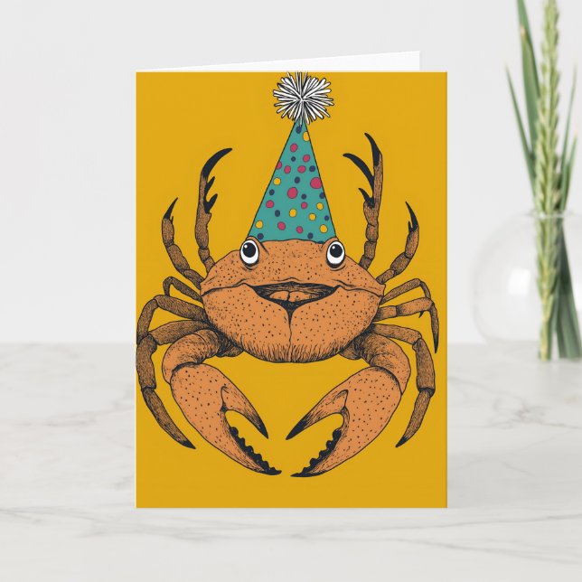 Carte de voeux d'anniversaire de crabe joueuse (Devant)