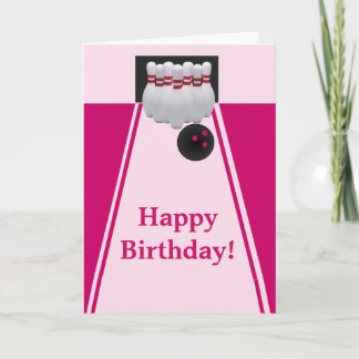 Carte de voeux d'anniversaire de fille de bowling