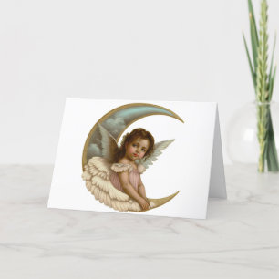 Carte de voeux d'anniversaire de la demi-lune Ange
