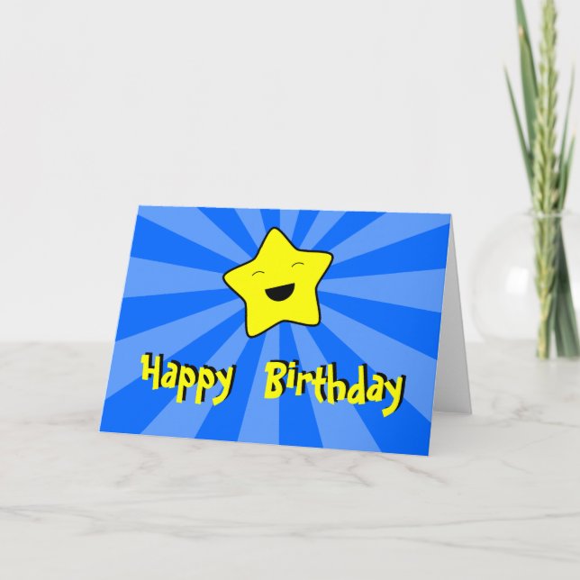 Carte de voeux d'anniversaire de la star Kawaii (Devant)