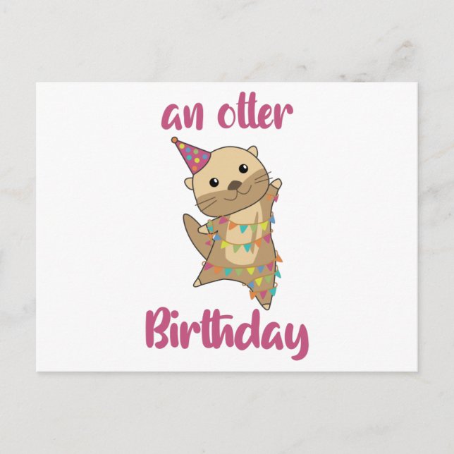 Carte de vœux d'anniversaire de loutre mignonne et (Devant)