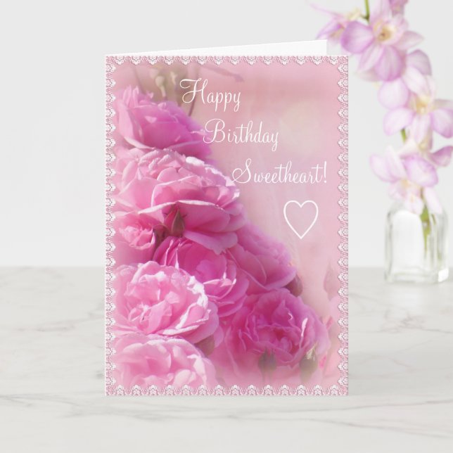 Carte de voeux d'anniversaire de Roses roses textu (Orchidée)