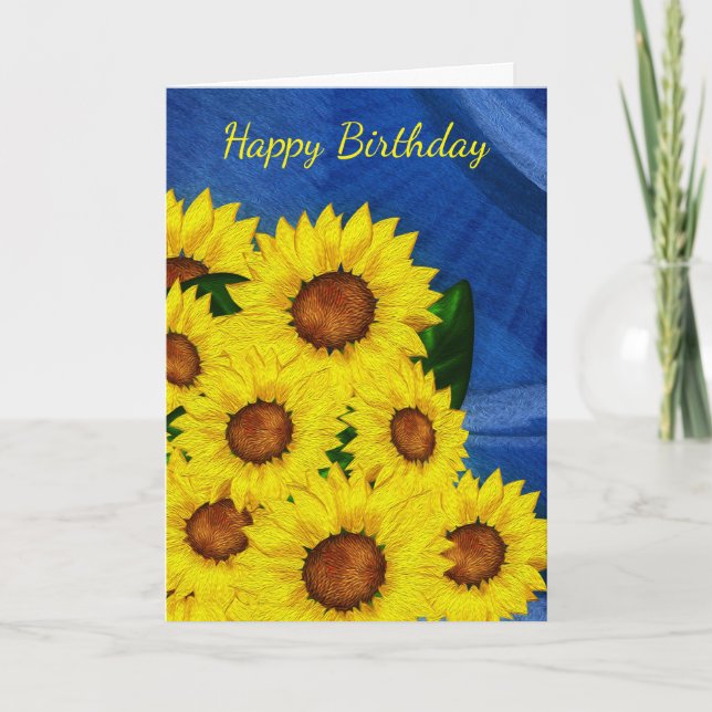 Carte de voeux d'anniversaire de tournesol - Peint (Devant)