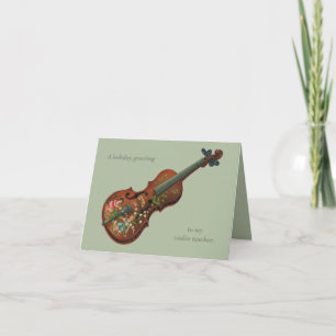 carte de vœux d'anniversaire de vacances au violon