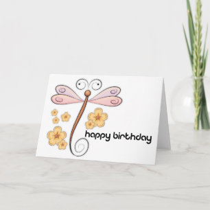 Carte de vœux d'anniversaire Dragonfly Flowers Hap