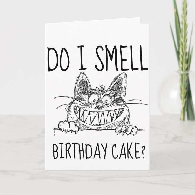 CARTE DE VOEUX D'ANNIVERSAIRE DRÔLE DE CHAT (Devant)