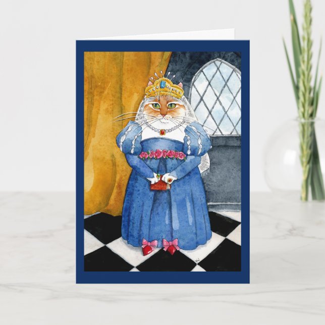 Carte de voeux d'anniversaire du chat royal Queen  (Devant)