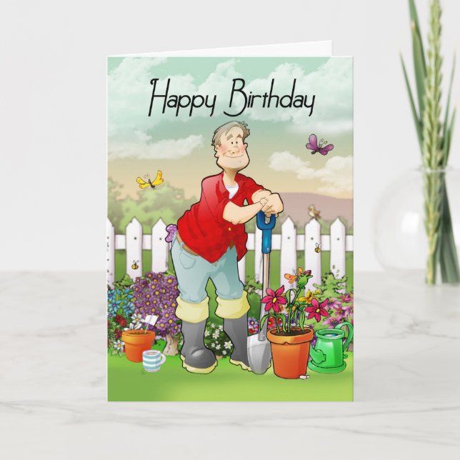 carte de voeux d'anniversaire du jardinier (Devant)
