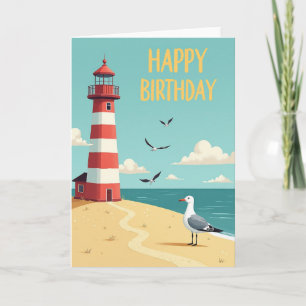 Carte de voeux d'anniversaire du phare côtier