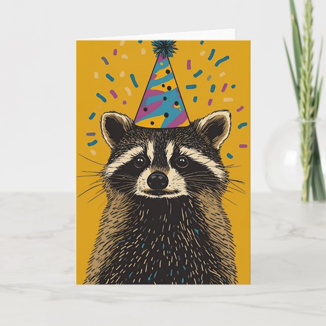 Carte de voeux d'anniversaire du Raccoon (Devant)