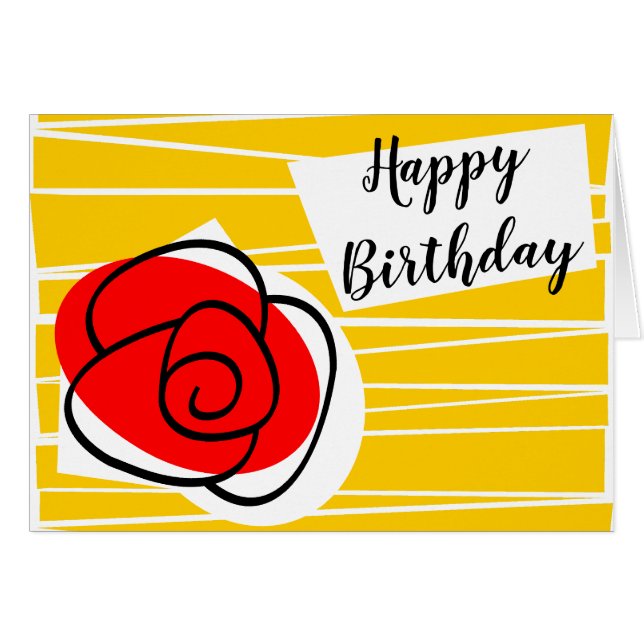 Carte de voeux d'anniversaire du Rose espagnol pay (Devant horizontal)