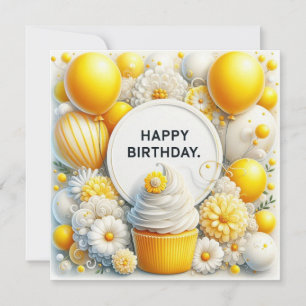 Carte de vœux d'anniversaire élégante avec cupcake