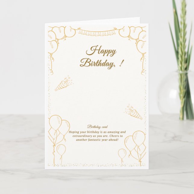 Carte de voeux d'anniversaire élégante et bordée d (Devant)