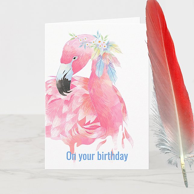 Carte de voeux d'anniversaire Flamant rose rose (Créateur téléchargé)
