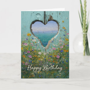 Carte de vœux d'anniversaire Fleur sauvage Cœur cô