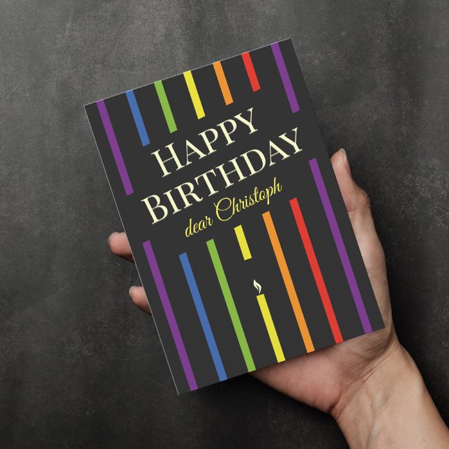 Carte de voeux d'anniversaire gay queer rayé heure (Créateur téléchargé)