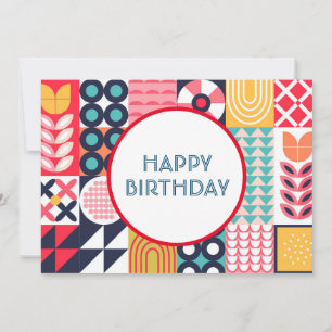 Carte de voeux d'anniversaire géométrique Bauhaus