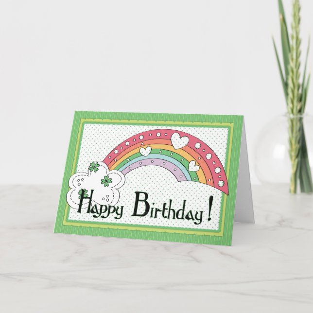 Carte de voeux d'anniversaire irlandaise Rainbow (Devant)