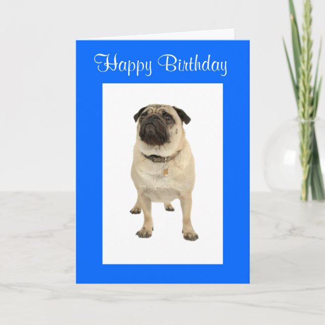 Carte de voeux d'anniversaire joyeux Carlin Chien  (Devant)
