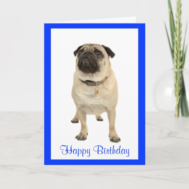 Carte de voeux d'anniversaire joyeux Carlin Chien  (Devant)