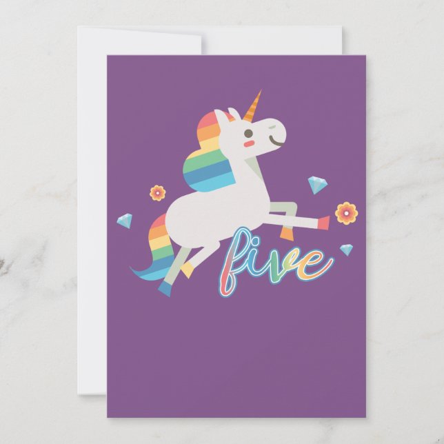 Carte de vœux d'anniversaire Licorne Arc-en-ciel 5 (Devant)