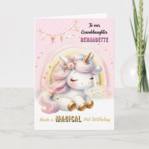 Carte de vœux d'anniversaire Licorne et Arc-en-cie