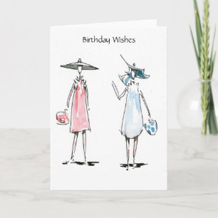 Carte de vœux d'anniversaire Mesdames en route pou