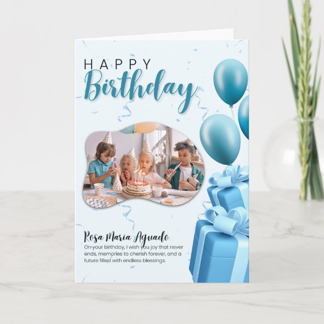 Carte de vœux d'anniversaire modifiable | Personna (Devant)