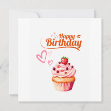 Carte de vœux d'anniversaire plate Cupcake Sucrée