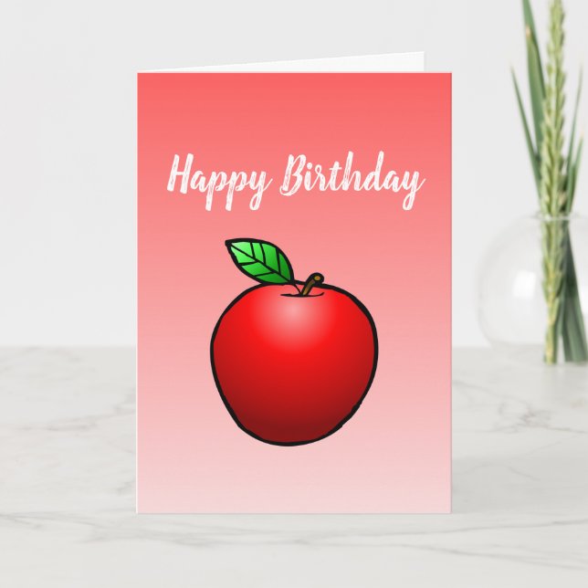 Carte de vœux d'anniversaire pliée Pomme rouge (Devant)