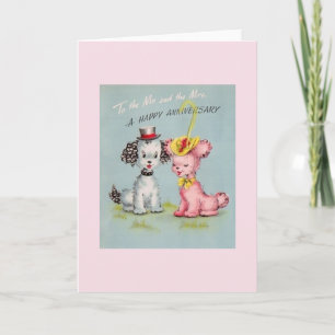 Carte de vœux d'anniversaire pour chiots vintage