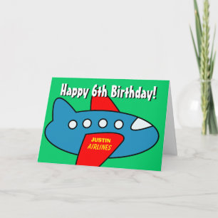 Carte de vœux d'anniversaire pour garçons Avion