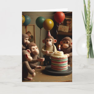 Carte de voeux d'anniversaire pour les singes fêté
