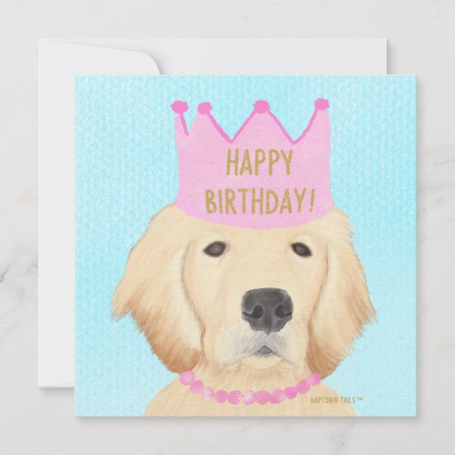 Carte de vœux d'anniversaire Princesse Golden Retr (Devant)
