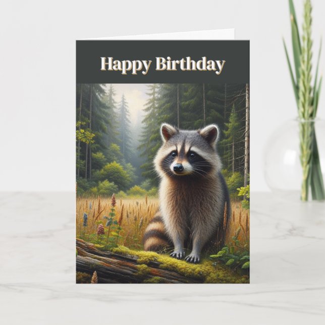 Carte de voeux d'anniversaire Raccoon (Devant)