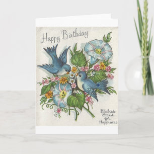 Carte de voeux d'anniversaire Retro Blue Bird